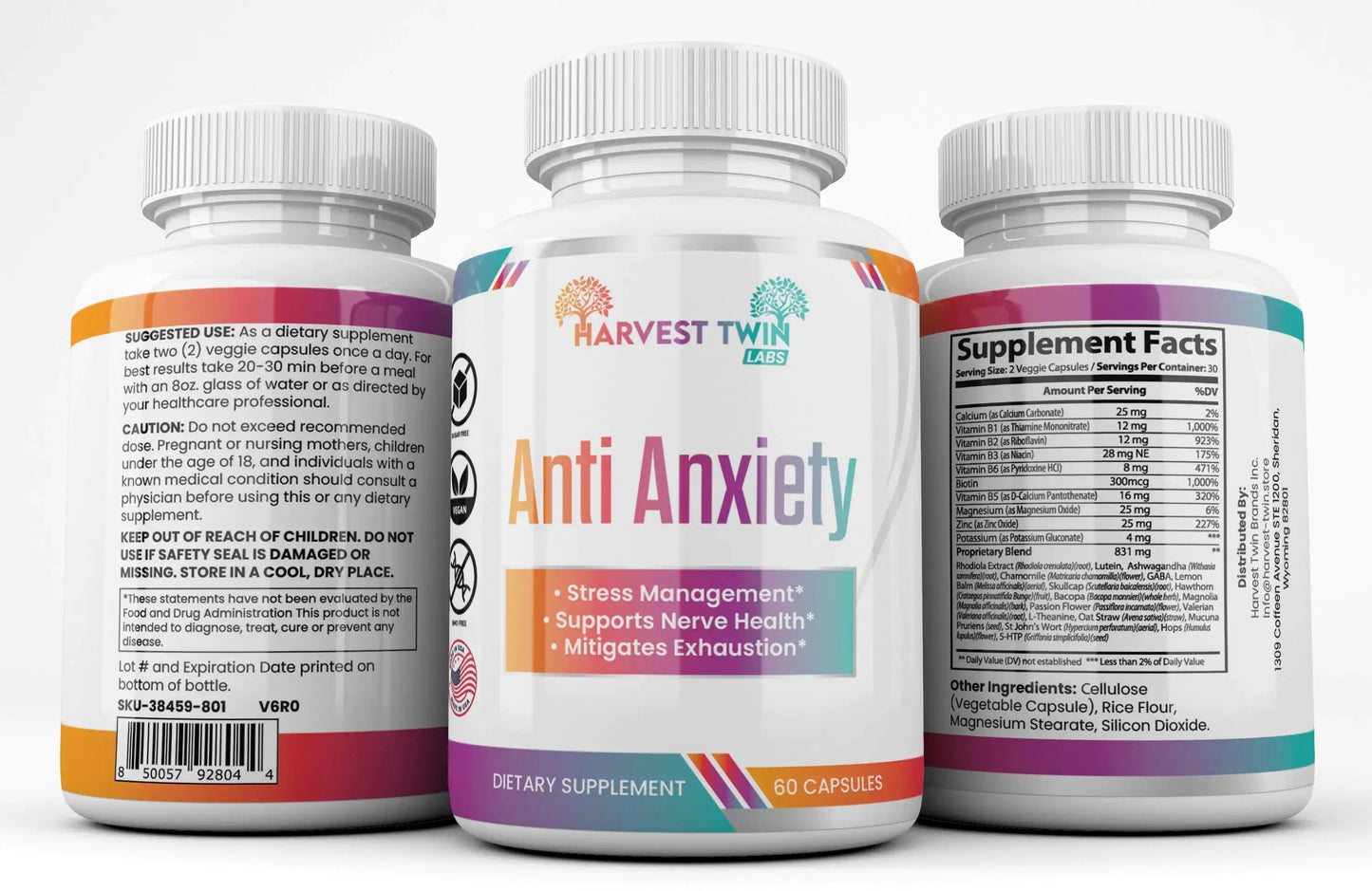 Anti-Anxiety Supplement for Stress Reduction, Cortisol Levels, Relaxation, and Mood Balance